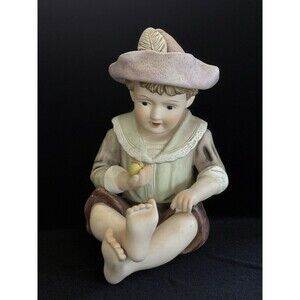 Vintage Germany Bisque Porcelain Baby Toddler Figurine 12 1/4'' Piano Boy